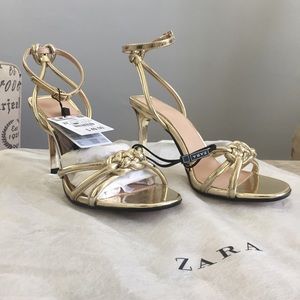 ZARA GOLD STRAPPY HEEL
